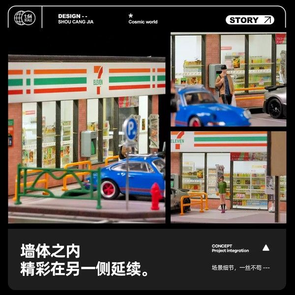  Diorama 1:64 Cửa hàng 24h 7-Eleven cỡ lớn SCJ82044-A 