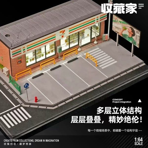  Diorama 1:64 Cửa hàng 24h 7-Eleven cỡ lớn SCJ82044-A 