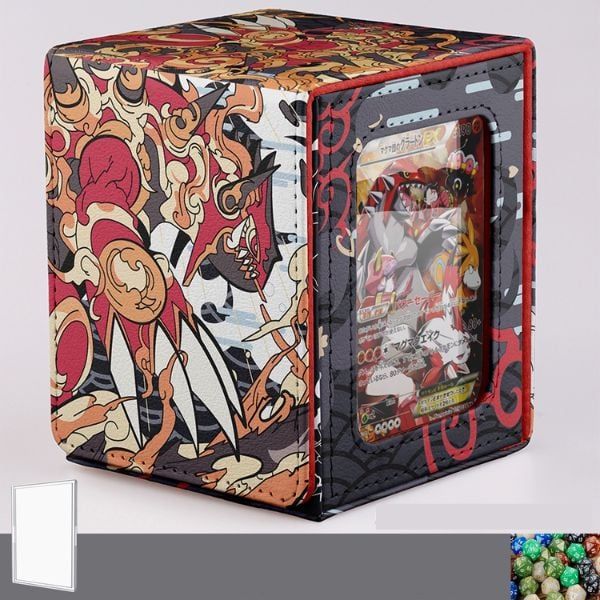  Hộp Đựng Bài Pokemon TCG Da PU Trưng Bày kèm Top Loader Primal Groudon 