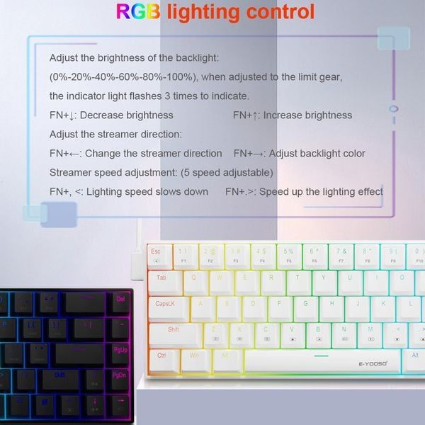  Bàn Phím Cơ Gaming Z686 RGB USB 60% 68 Phím White 