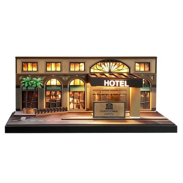 ảnh bìa vuông square thumb 1:1 mô hình sa bàn tiểu cảnh Diorama 1:64 - Khách sạn cao cấp 82071 có đèn LED