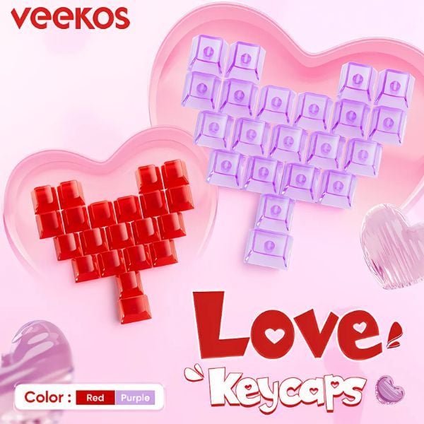  Bộ Keycap bàn phím cơ Veekos Love Purple 21 nút 