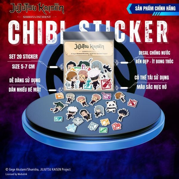 Bộ 20 Sticker Chibi Jujutsu Kaisen Chú Thuật Hồi Chiến chính hãng