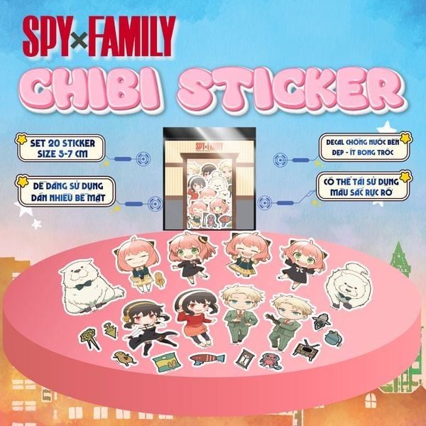 Bộ 20 Sticker Chibi SPY x FAMILY chính hãng