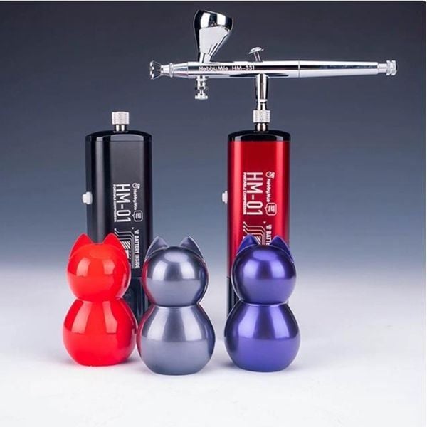 nShop bán Máy nén khí sơn mô hình cầm tay cho Airbrush Hobby Mio HM-01 Portable Compressor - Black