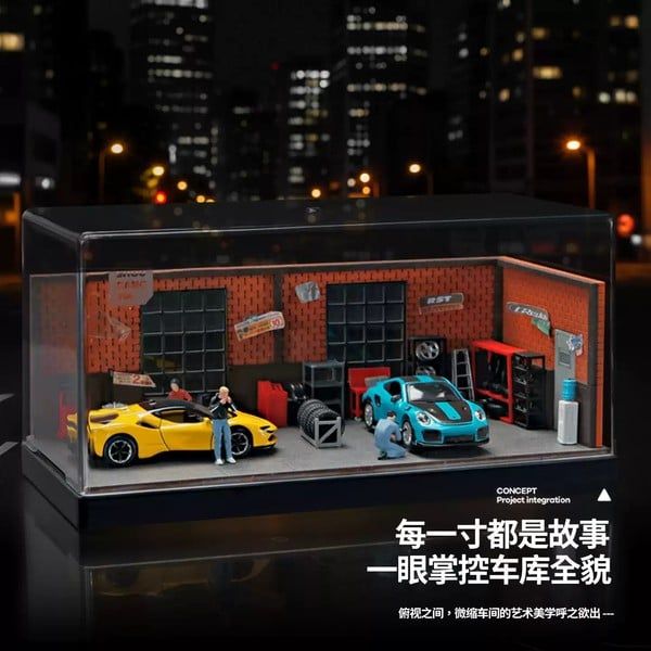  Diorama 1:64 Xưởng sửa chữa xe tường gạch đỏ SCJ82002-A 