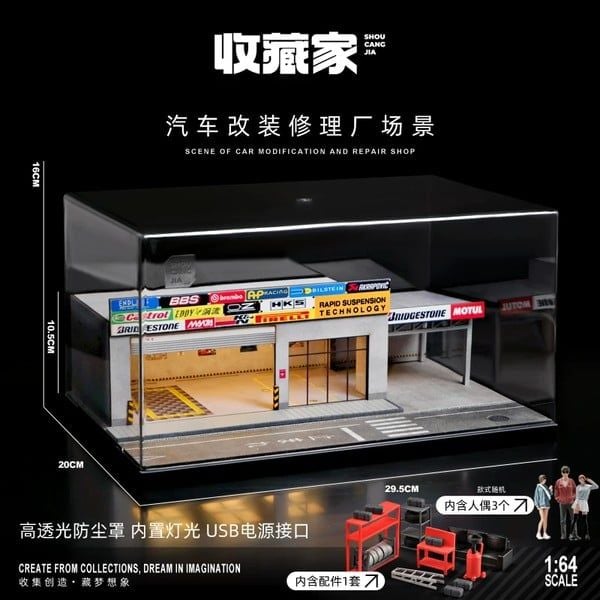 nShop bán Diorama 1:64 Xưởng sửa xe hiện đại SCJ82025-A Shou Cang Jia chính hãng chất lượng cao