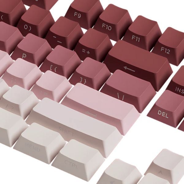 Veekos Rose Latte Gradient PBT Double-Shot / Cherry profile / 135 nút  các ký tự in bên hông tỏa sáng