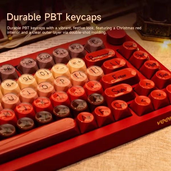  Bàn phím cơ Veekos K75 Wine Red Frost Pink Switch 