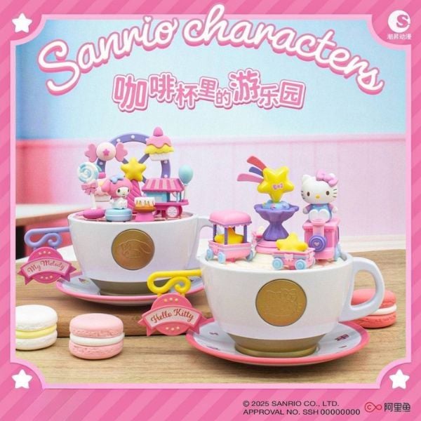  Blind Box Mô Hình Sanrio Characters Coffee Cup Amusement Park Series Revolving Stage NS28 