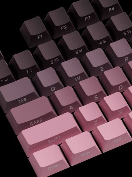 Veekos Black & Pink Gradient PBT Double-Shot / Cherry profile / 135 nút  các ký tự in bên hông tỏa sáng