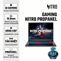 Laptop Gaming Acer Nitro ProPanel ANV16S-41-R337 (Ryzen 7 260 | GeForce RTX™ 5050 8GB | 16GB | 1TB | 16' FHD+ 180Hz | Win 11)