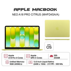 MacBook Neo 13 inch A18 PRO MHFD4SA/A (6 CPU | 5 GPU | 8GB | 256GB | 13 inch | Citrus | Apple Việt Nam)