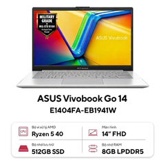 Laptop ASUS VivoBook Go 14 E1404FA-EB1941W (Ryzen 5 40 | 8GB | 512GB | AMD Radeon 610M | 14' FHD | Win 11)