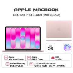MacBook Neo 13 inch A18 PRO MHFJ4SA/A (6 CPU | 5 GPU | 8GB | 512GB | 13 inch | Blush | Apple Việt Nam)