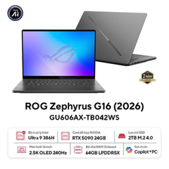 Laptop ASUS ROG Zephyrus G16 GU606AX-TB042WS (Ultra 9 368H | GeForce RTX™ 5090 24GB | 64GB | 2TB | 16' 2.5K OLED 240Hz | Win 11 + Office)