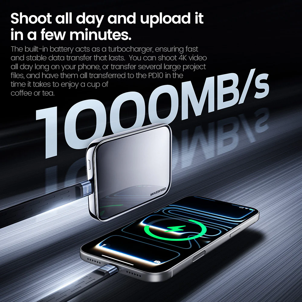 Sạc dự phòng từ tính kết hợp ổ cứng di động Movespeed PD10 | 5000mAh | 512GB | 1000MB/s