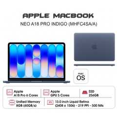 MacBook Neo 13 inch A18 PRO MHFF4SA/A (6 CPU | 5 GPU | 8GB | 256GB | 13 inch | Indigo | Apple Việt Nam)
