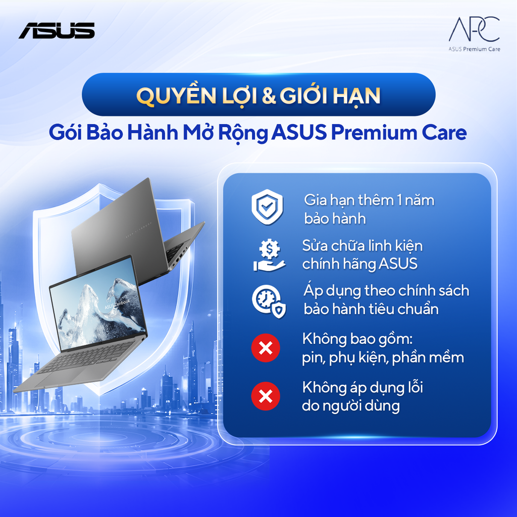 Gói dịch vụ gia hạn bảo hành Laptop Asus IWEP-12M 12 tháng (Vivobook/ Vivobook S/ Zenbook/ Gaming Vivobook)