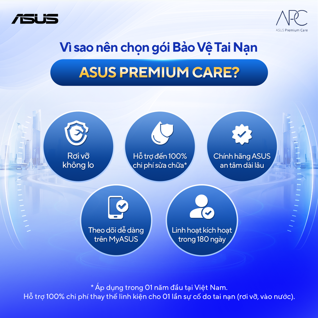 Gói dịch vụ bảo hành rơi vỡ Laptop Asus ADP-12M 12 tháng (Vivobook/ Vivobook S/ Zenbook/ Gaming Vivobook)