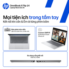 Laptop HP OmniBook X Flip 14-fk0082AU BZ7N8PA (Ryzen AI 7 350 | 32GB | 1TB | AMD Radeon | 14' 2K Touch | Win 11 + Office Home 2024)