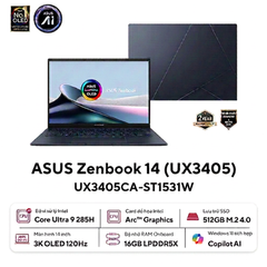 Laptop ASUS Zenbook 14 UX3405CA-ST1531W (Ultra 9-285H | 16GB | 512GB | Intel® Arc™ Graphics | 14' 3K OLED 120Hz | Win 11)