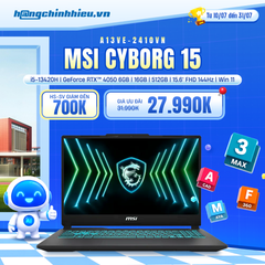 Laptop Gaming MSI Cyborg 15 A13VE-2410VN (i5-13420H | GeForce RTX™ 4050 6GB | 16GB | 512GB | 15.6' FHD 144Hz | Win 11)