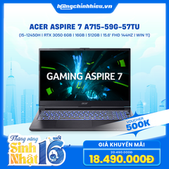 Laptop Gaming Acer Aspire 7 A715-59G-57TU (i5-12450H | GeForce RTX™ 3050 6GB | 16GB | 512GB | 15.6' FHD 144Hz | Win 11)
