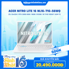 Laptop Acer Gaming Nitro Lite 16 NL16-71G-56WQ (i5-13420H | GeForce RTX™ 3050 6GB | 16GB | 512GB | 16' FHD 165Hz | Win 11)