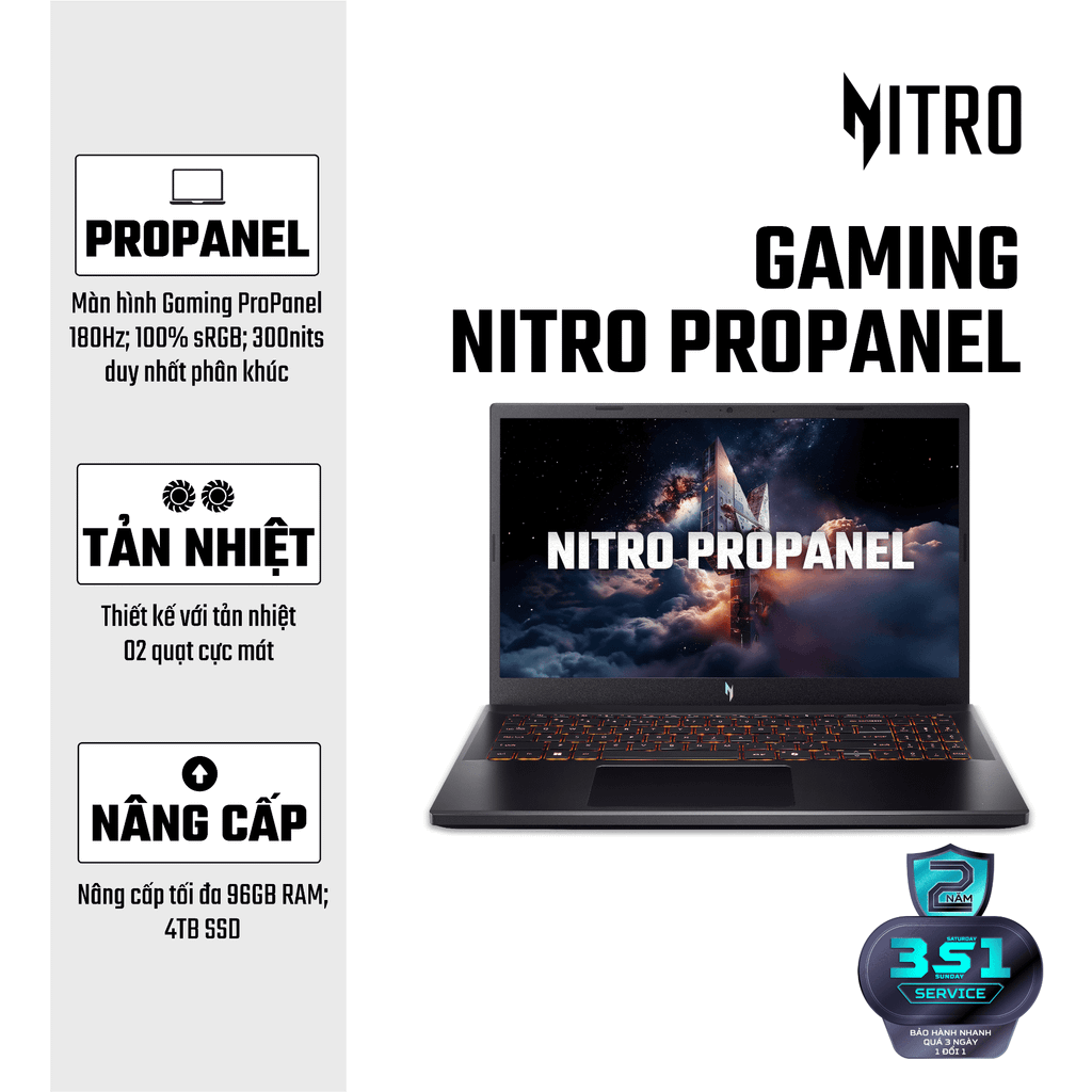 Laptop Gaming Acer Nitro ProPanel ANV15-42-R0QM (R5-7640HS | GeForce RTX™ 3050 6GB | 16GB | 512GB | 15.6' FHD 180Hz | Win 11)