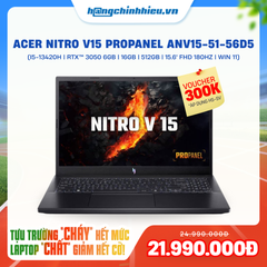 Laptop Acer Nitro V 15 ProPanel ANV15-51-56D5 (i5-13420H | GeForce RTX™ 3050 6GB | 16GB | 512GB | 15.6' FHD 180Hz 100% sRGB | Win 11)