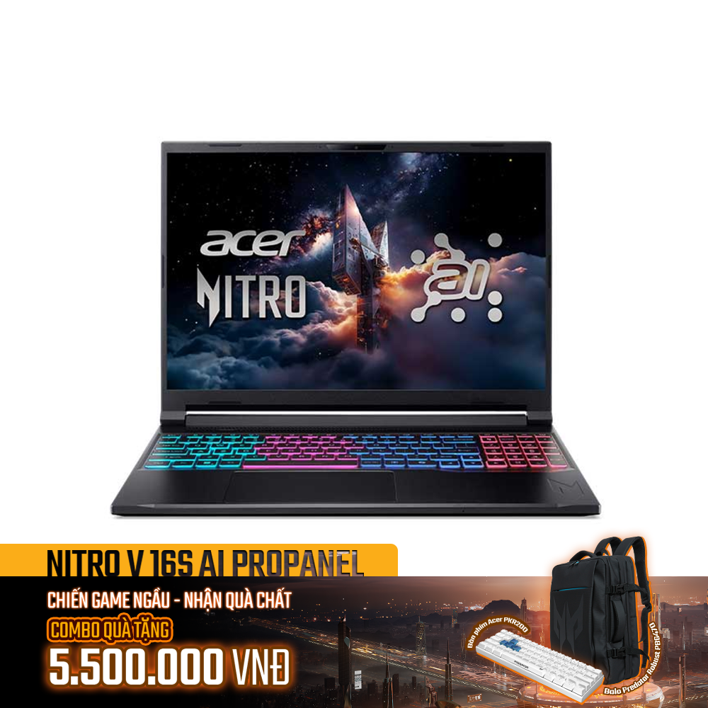 Laptop Gaming Acer Nitro V 16 AI ProPanel ANV16S-61-R7KQ (R5 AI 340 | GeForce RTX™ 5060 8GB | 16GB | 512GB | 16' FHD+ 180Hz | Win 11)
