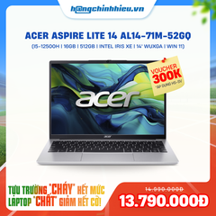 Laptop Acer Aspire Lite 14 AL14-71M-52GQ (i5-12500H | 16GB | 512GB | Intel Iris Xe | 14' WUXGA | Win 11)