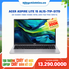 Laptop Acer Aspire Lite 15 AL15-71P-517D (i5-12450H | 16GB | 512GB | Intel UHD Graphics | 15.6' FHD | Win 11)