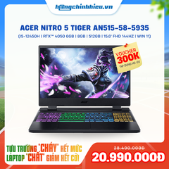 Laptop Acer Nitro 5 Tiger AN515-58-5935 (i5-12450H | GeForce RTX™ 4050 6GB | 8GB | 512GB |  15.6' FHD 144Hz | Win 11)