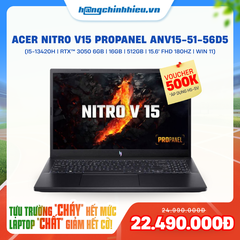 Laptop Acer Nitro V 15 ProPanel ANV15-51-56D5 (i5-13420H | GeForce RTX™ 3050 6GB | 16GB | 512GB | 15.6' FHD 180Hz 100% sRGB | Win 11)
