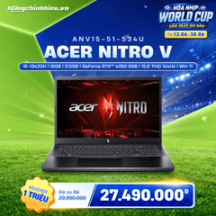 Laptop Gaming Acer Nitro V ANV15-51-534U (i5-13420H | 16GB | 512GB | GeForce RTX™ 4050 6GB | 15.6' FHD 144Hz | Win 11)