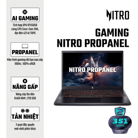 Laptop Gaming Acer Nitro ProPanel ANV15-52-59AA (i5-13420H | GeForce RTX™ 5050 8GB | 16GB | 512GB | 15.6' FHD 180Hz | Win 11)