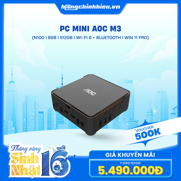 PC Mini AOC M3 (N100 | 8GB | 512GB | Wi-Fi 6 + Bluetooth | Win 11 Pro)