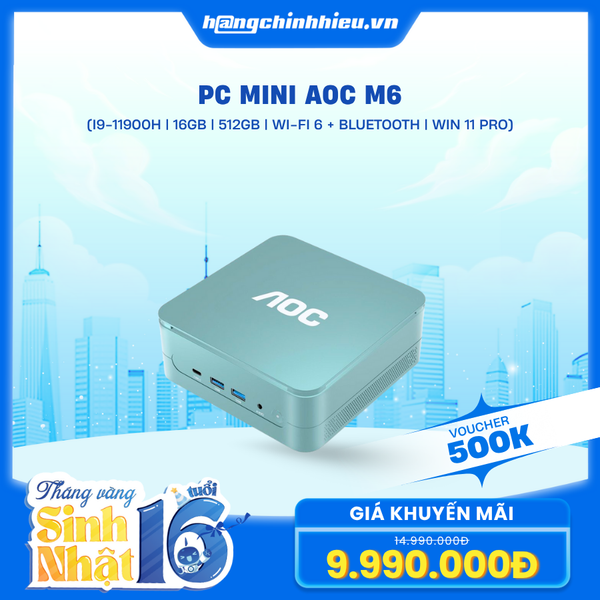 PC Mini AOC M6 (i9-11900H | 16GB | 512GB | Wi-Fi 6 + Bluetooth | Win 11 Pro)