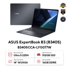 Laptop ASUS ExpertBook B3 B3405CCA-LY0077W (Ultra 5 225H | 16GB | 512GB | Intel Graphics | 14' WUXGA | Win 11)