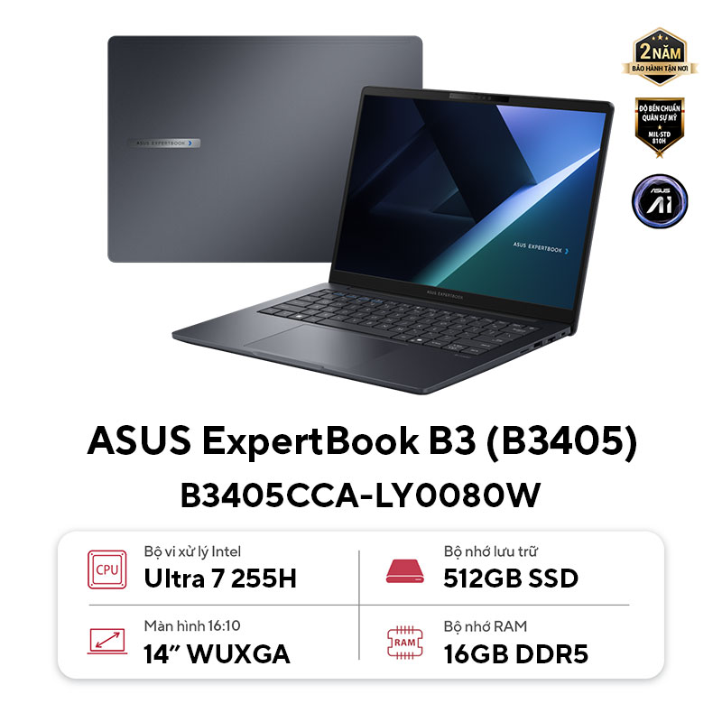 Laptop ASUS ExpertBook B3 B3405CCA-LY0080W (Ultra 7 255H | 16GB | 512GB | Intel Arc 140T | 14' WUXGA | Win 11)