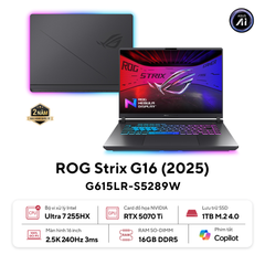 Laptop ASUS ROG Strix G16 G615LR-S5289W (Ultra 7 255HX | 16GB | 1TB | GeForce RTX™ 5070 Ti 12GB | 16' 2.5K 240Hz | Win 11)