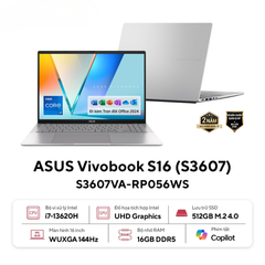 Laptop ASUS VivoBook S16 S3607VA-RP056W (i7-13620H | 16GB | 512GB | Intel UHD | 16' WUXGA | Win 11 + Office Home 2024)