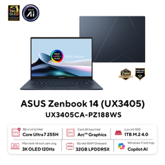 Laptop ASUS ZenBook 14 UX3405CA-PZ188WS (Ultra 7 255H | 32GB | 1TB | Intel Arc 140T | 14' 3K Touch OLED 120Hz | Win 11)