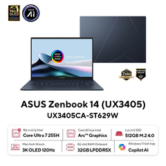 Laptop ASUS ZenBook 14 UX3405CA-ST629W (Ultra 7-255H | 32GB | 512GB | Intel Arc 140T | 14' 3K OLED 120Hz | Win 11)