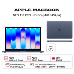 MacBook Neo 13 inch A18 PRO MHFF4SA/A (6 CPU | 5 GPU | 8GB | 256GB | 13 inch | Indigo | Apple Việt Nam)