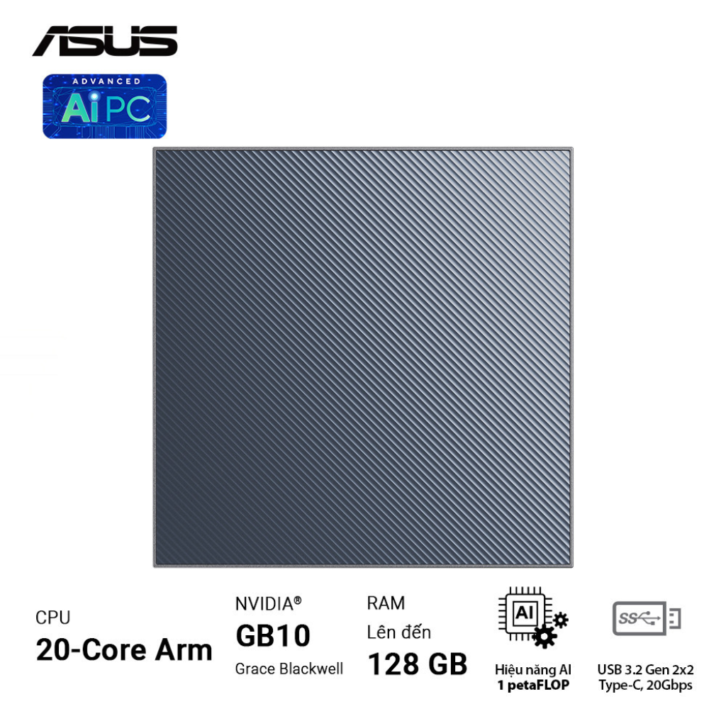 PC AI Mini ASUS Ascent GX10 GX10-GG0012BN (ARM v9.2-A | 128GB LPDDR5x | 1x M.2 PCIe Gen5x4 | NVIDIA Blackwell GPU)