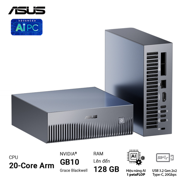 PC AI Mini ASUS Ascent GX10 GX10-GG0012BN (ARM v9.2-A | 128GB LPDDR5x | 1x M.2 PCIe Gen5x4 | NVIDIA Blackwell GPU)