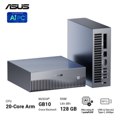 PC AI Mini ASUS Ascent GX10 GX10-GG0012BN (ARM v9.2-A | 128GB LPDDR5x | 1x M.2 PCIe Gen5x4 | NVIDIA Blackwell GPU)